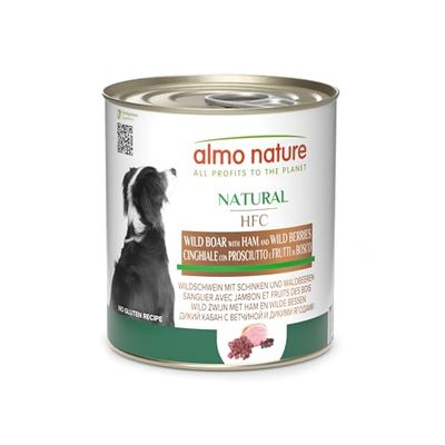 Almo Nature HFC Natural, Alimento Húmedo para Perros - Jabalí con Jamón y Frutos del Bosque - Calidad Humana, Gluten Free, 290g, Paquete de 12