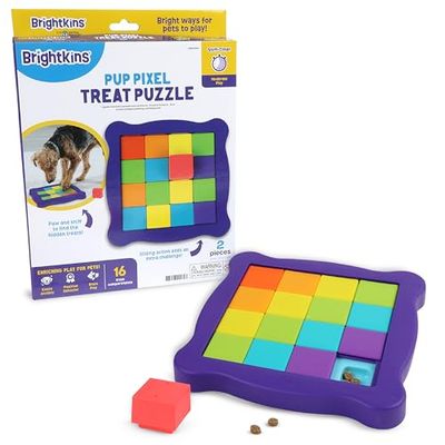Brightkins Puzzle à friandises pour Chiot Pixel - Planche de Puzzle d'extérieur - Jouets interactifs pour Chien - Anniversaire pour Chien - Gamelles à Alimentation Lente - Dentition et Mastication