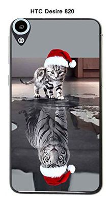 Onozo Coque HTC Desire 820 Design Chat Tigre Blanc Bonnet