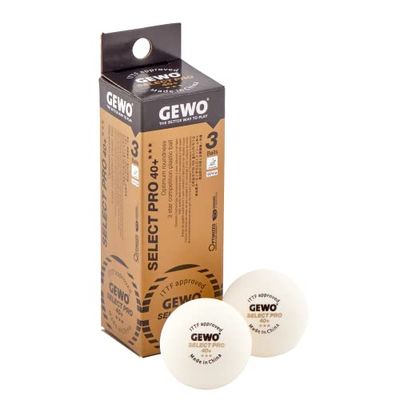GEWO Select Pro Balles de Tennis de Table 3 étoiles en Plastique 40+ avec Coutures certifiées ITTF – 3 balles de Tennis de Table Professionnelles de Haute qualité, Blanc, 40+ mm, Blanc