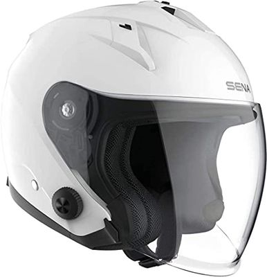 Sena ECONO-GW00M Casco Jet con Interfono Bluetooth, Bianco Brillante, M, Certificato ECE