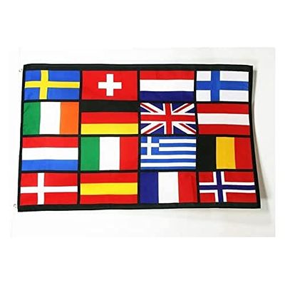 AZ FLAG - Bandera Países De Europa - 150x90 cm - Bandera Union Europea - UU.EE 100% Poliéster con Ojales de Metal Integrados - 110g - Colores Vivos Y Resistente A La Decoloración