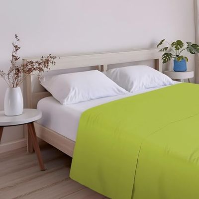 ECOMMERC3 Extra zacht en comfortabel laken, voor bedden van 90 cm breed, pistachekleur, gemaakt in Spanje, ademend, onderhoudsarm