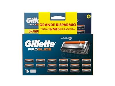 Gillette Fusion 5 Proglide LAMETTE DA BARBA per Rasoio Barba Manuale, 16 Lamette Gillette Fusion 5 di Ricambio, Rasatura Profonda e Duratura, Striscia Lubrificante, Lama di Precisione, Rasoio Uomo