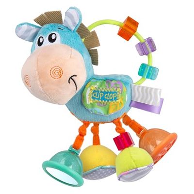 Playgro Clip Clop Activity Rattle, Sonajero de Actividad, Peluche Suave para Bebés, desde 3 Meses, Sonajeros y Mordedores, Juguete Sensorial No Tóxico, Sonajero de Peluche