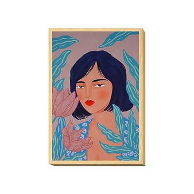 Romimex Tableau multicolore sur toile femme 60 x 90 x 4 cm