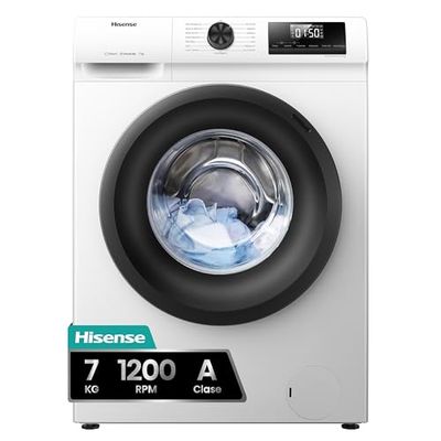 Hisense WFQP701219VM - Lavadora, Class A, 7 Kg, 1200 rpm, Alto 84.5 cm x Ancho 59.5 cm, Blanco