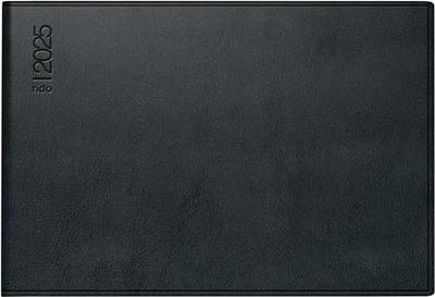 rido/idé Pocket Diary Model Septimus (2025), 2 Pages = 1 Week, A6 Landscape, 128 Pages, Plastic Cover Skivertex, Black