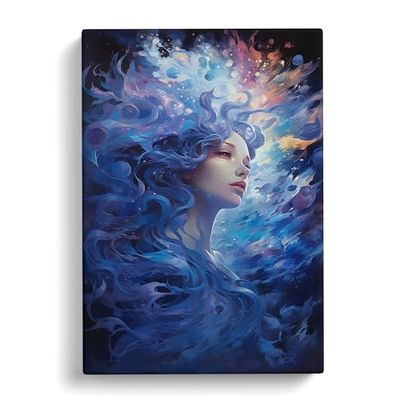 Aquarius Zodiac Contemporary Art No.2 Canvas Print for Living Room Bedroom Home Office Décor, Wall Art Picture Ready to Hang, 30x20 Inch (76x50 cm)