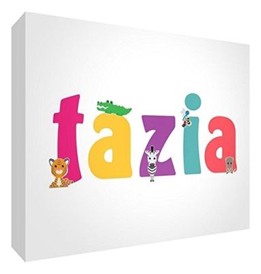 Little Helper LHV-TAZIA-A5BLK-15IT Panneau décoratif pour bébé/baptême, idée cadeau, motif personnalisable avec nom pour fille Tasse multicolore, 14,8 x 21 x 2 cm