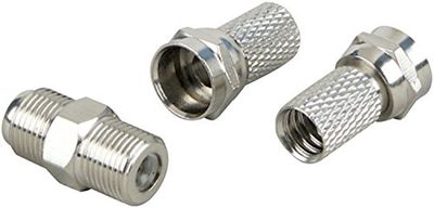 SCHWAIGER -KVBS70 531- F-pluggar, set med 3 stycken (Ø 7 mm) | För anslutning av kablar eller kontaktdon med F-kontakt/kontaktdon | silver