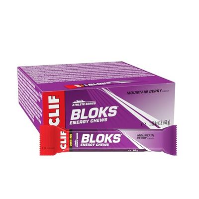 CLIF Bar BLOKS Energy Chews - Mountain Berry - Plant Based - Quick Energy for Cycling and Running - Workout Snack - 18 x 60 g
