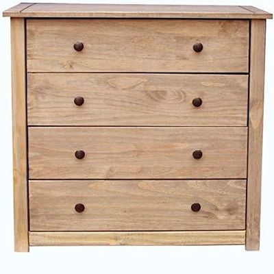 Vida Designs Panama - Cassettiera con 4 cassetti, finitura cerata in rovere naturale