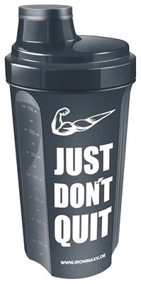IronMaxx Eiweiß Shaker - 700ml Anthrazit Matt Just Dont Quit | Étanche, sans BPA/DEHP, passe au lave-vaisselle | Avec bouchon à vis, tamis et mesure