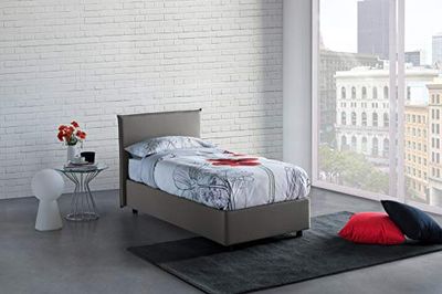 Talamo Italia - Lit double Azue, Lit conteneur avec revêtement en tissu, 100% Made in Italy, Ouverture frontale, convient pour matelas Cm 140x190, Gris