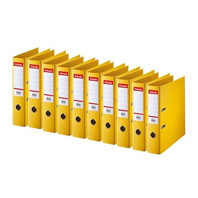 Esselte Standard, Pack of 10 Lever Arch Files Yellow, 75 mm Spine, A4, PP, 320270