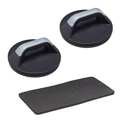 Relaxdays opdruksteun set van 2, draaibare push-up grips, voor je home-workout, bovenlichaam trainen, in het grijs