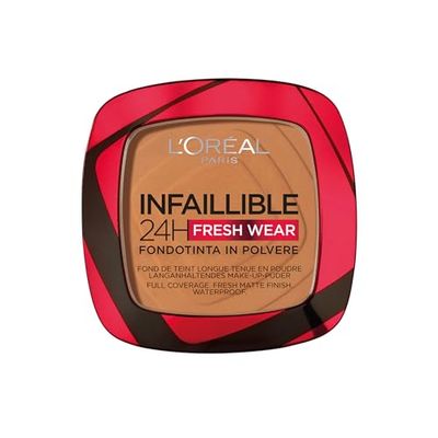L'Oréal Paris Fondotinta In Polvere Infaillible 24h, Ultra-Coprente e Opacizzante a Lunga Tenuta, Formula Traspirante, Tonalità: 330 Hazelnut