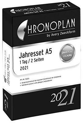 Chronoplan 50202 calendar insert 2021, year set A5 with daily plans (148x210mm), replacement calendar, ideal for professional daily planning, multi-perforation (1 day on 2 pages), white;