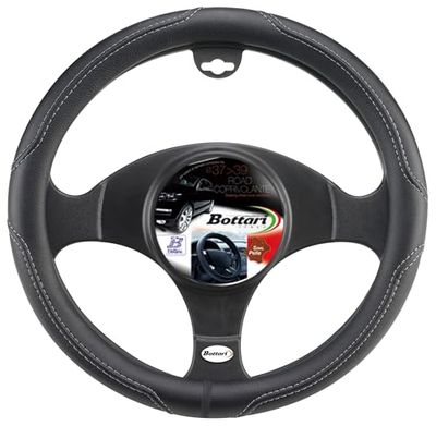 Bottari 16344 16344 Capa volante para carro, universal, road, cor preta com bordado cinzento, tamanho grande: diâmetro 39/41 cm, cinzento, diâmetro 39-41 cm