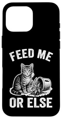 Feed Me Or Else Plante pour Chat Chaton Plantes Amoureux des chats Coque pour iPhone 16 Pro Max