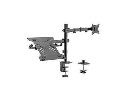 Monitor- en Laptophouder, Dubbel Scherm, Flexibiliteit, Monitorstandaard 17"-32", Verstelbare Hoek ±90°, Matzwart Ontwerp, LCD/LED-Scherm, Twee Montagemogelijkheden, HDWR SolidHand-AL01M01