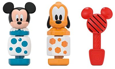 Clementoni - Disney Baby Mickey Construye y Juega - Juego de construcciones Infantil, para desarrollar la psicomotricidad Fina y Las Habilidades manuales - Juguete bebé 18 Meses (17814)
