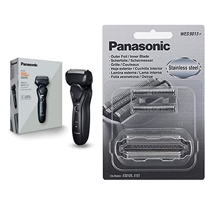 Panasonic ES-RT37-K503 Rasoio Uomo Wet&Dry a 3 Lame per un Taglio Rapido e Preciso, Testina Multidirezionale, Nero & WES9013Y1361, Testina di Ricambio per Rasoi Elettrici Uomo