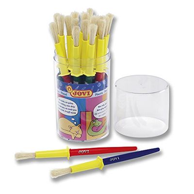Jovi - Pinceaux d'école, 20 pinceaux Moyens dans Un Pot, Poils naturels et Manche en Plastique, Anti-Goutte et Facile à Nettoyer, avec Une Couronne pour éviter de Rouler (806)