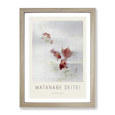 The Goldfish By Watanabe Seitei Exhibition Museum Asian Japanese Framed Wall Art Print, Ready to Hang Picture for Living Room Bedroom Home Office Décor, Oak A2 (64 x 46 cm)