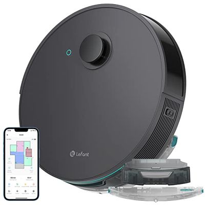 LEFANT N3 Robot Aspirapolvere Lavapavimenti con Mappatura,Sensore Laser Lidar & d-ToF,6000pa,200min Autonomia,Barriere Virtuali,Pulizia Dell'area Selezionata,Collegato da WiFi/App(Grigio)