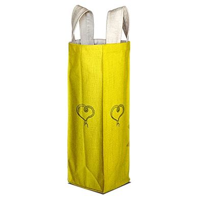Le Jardin du Lin Digitaal bedrukte canvas doek wijndraagtassen, draagtas voor wijnfles, 1 stuks, grootte: 16,5 x 31,5 x 7,5 cm