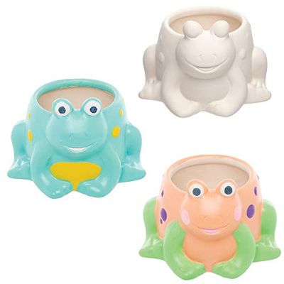Baker Ross groda individualiserade keramiska blomkrukor (2 stycken) kreativa konstnärs- och pysselbehov för barn för pyssel, personliga och dekorering