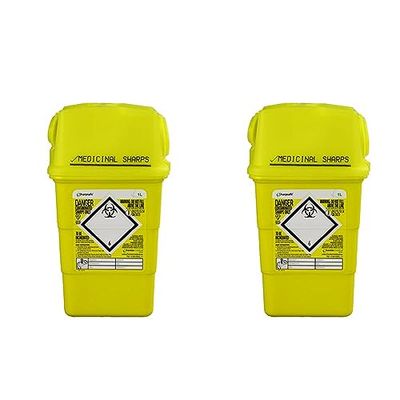 Frontier 41602430 Medical Sharps Disposal Bin/Box, 1 L (Pack of 2)