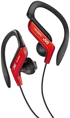 JVC HA-EB75-RN-U Auricolari Sport con Clip Regolabile, Ideali per l'utilizzo in palestra o corsa, Antisudore e Antischizzo (IPX2), Cavo lungo 1,2 m con plug compatibile con iPhone, Rosso