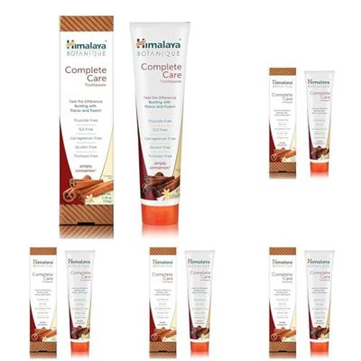 Himalaya Botanique Complete Care Simply Cinnamon Dentifrice Naturel Sans Fluorure, SLS, Gluten et Carraghénane 150 g (Lot de 5)