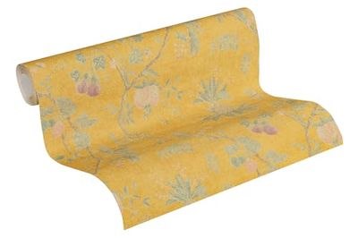 Livingwalls Papel de parede - Papel de parede floral em amarelo e verde - Papel de parede para quartos diferentes - Papel de parede de 10,05 m x 0,53 m