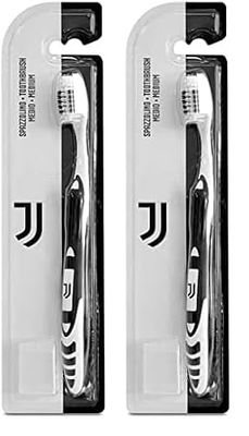 Naturaverde | Kids - Football Team - Brosse à dents avec poils moyens pour enfants, brosse à dents amusante pour Bimbi, brosse à dents Juventus (Lot de 2)