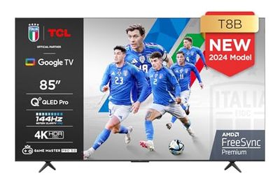 TCL 85T8B, TV QLED 85”, 4K Ultra HD, Google TV (Dolby Vision, Audio ONKYO 2.1 con Dolby Atmos, Controllo vocale hands-free, compatibile con Google assistant & Alexa, AirPlay2)