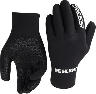 CRESSI Resilient Gloves 3mm L - Unisex Ultra Grip Handschoenen in Zacht Neopreen 3mm Zwart, Duiken Vissen Snorkelen Surf Peddelen Kajak Zwemmen, L