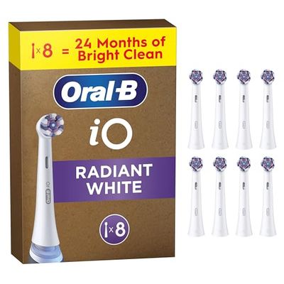 Oral-B Series iO Radiant White Cabezales De Recambio Originales, Pack de 8 Recambios Blancos Para Cepillos De Dientes Eléctricos Oral-B iO, Blanqueamiento Dental, Eliminación De Manchas