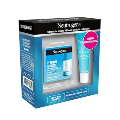 Neutrogena Hydro Boost Conjunto de hidratação facial de 24 horas, gel de água Hydro Boost 50 ml e gel creme antifadiga de contorno de olhos de 15 ml