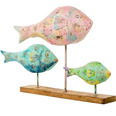 Alexandra House Living Figurine décorative Multicolore en Fer Poissons 83 x 16 x 51 cm