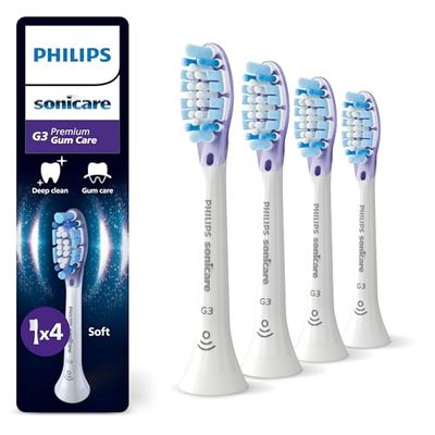 Philips Sonicare G3 Premium Gum Care - têtes de brosse à dents de rechange d'origine, blanc, lot de 4, HX9054/87
