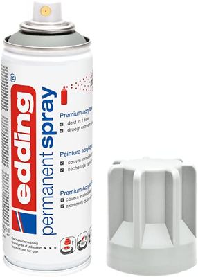 edding 5200 spray permanent - gris clair mat - 200 ml - peinture acrylique pour peindre ou décorer verre, métal, bois, céramique, plastique, toile - peinture acrylique en aérosol