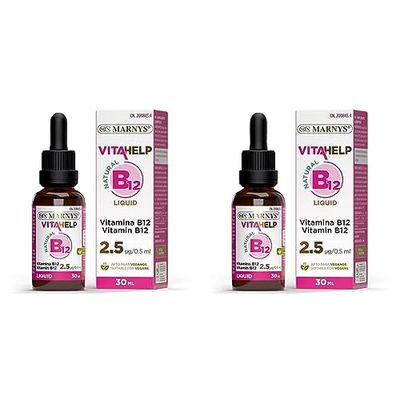 Vitamina B12 Líquida VITAHELP, Contribuyendo Al Estado Energético y Mental, Apto para Veganos, Botella con Pipeta 30 Ml, Indicado para todas las edades. (Paquete de 2)
