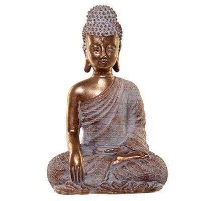 Puckator Buddha Thailandese - Oro e Bianco - Illuminazione, Resina, Multi, Altezza 21 cm Larghezza 13,5 cm Profondità 9 cm