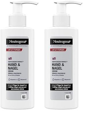 Neutrogena Crema mani e unghie (150 ml), idratante per le mani con cura 4 in 1 per mani e unghie belle, cura della pelle ad assorbimento rapido con pantenolo e glicerina in dispenser di crema per le