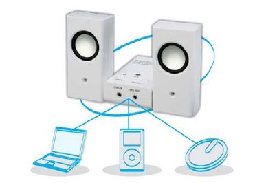 Media Express Xmedia högtalare förstärkare och bärbara högtalare för Apple iPhone/iPod/iPod nano/alla MP3-spelare och datorer, vit