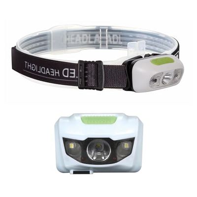 Perel LED-Headlamp, LED blanco brillante, múltiples modos de luz, recargables, USB, ideales para actividades al aire libre